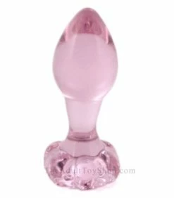 Pink Flower Glass Anal Plug
