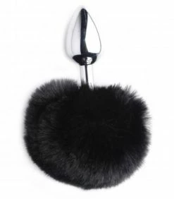 Fluffy Bunny Tail Butt Plug -Adult Toy Sales Store metalbunnyblack 1